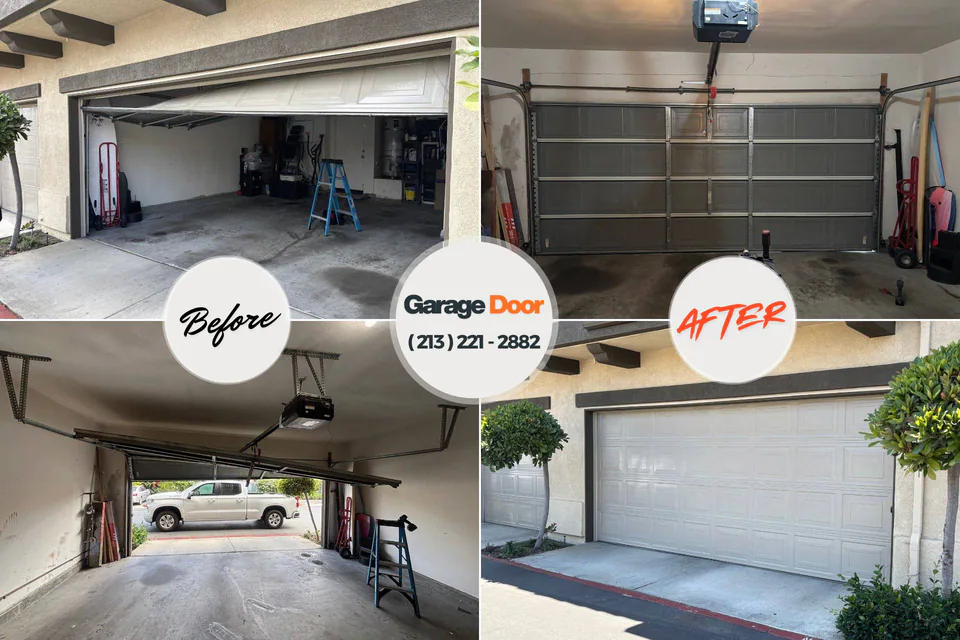 Before and after: garage door repair Enchanted Hills, IN